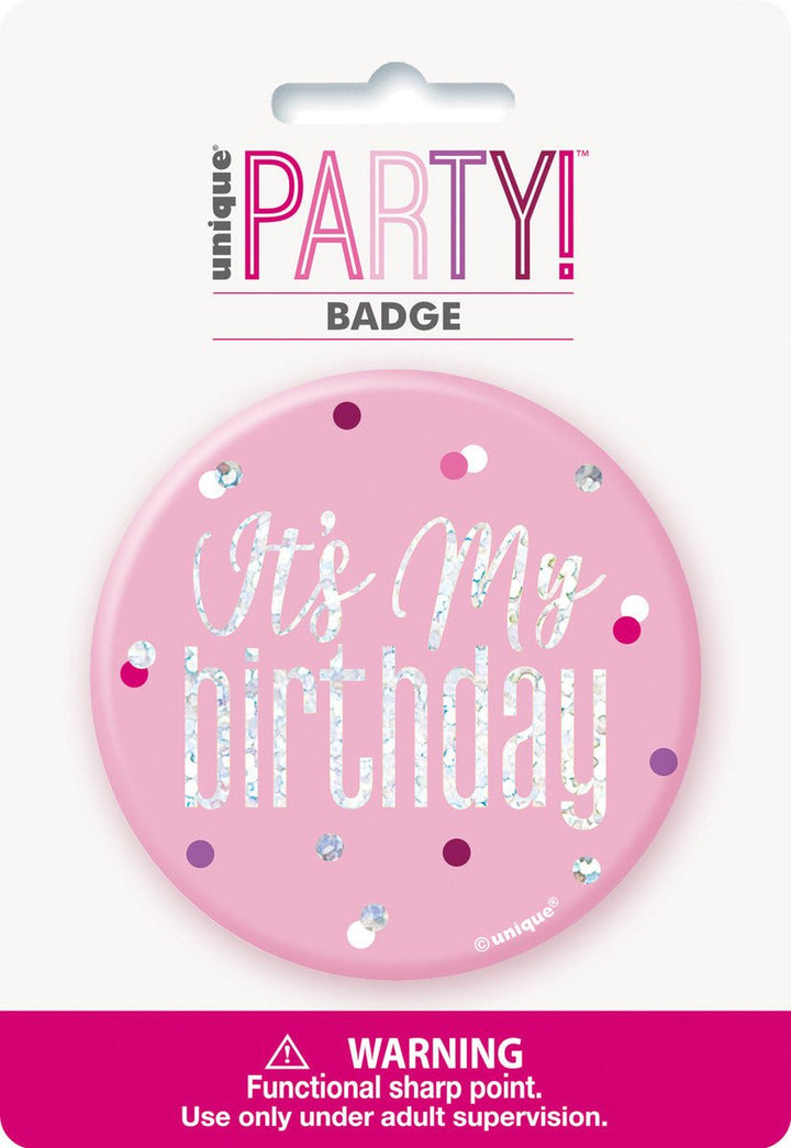 It's My Birthday Glitz Pink Badge - Everything Party