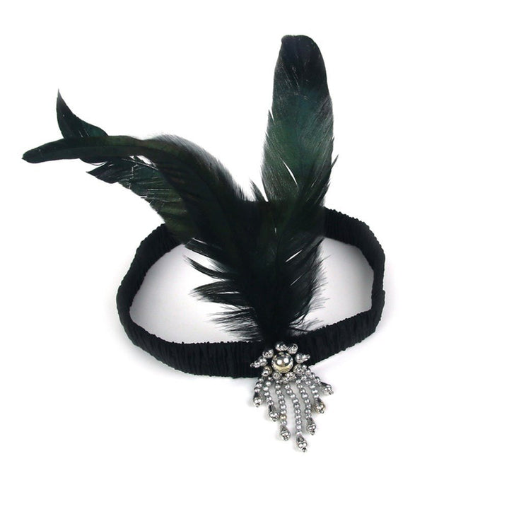 Jewelled Black Feather Flapper Headband – 1920s Great Gatsby Accessory - Everything Party