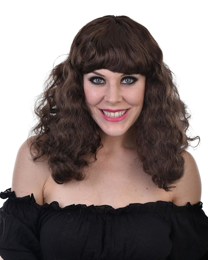 Katie Brown Curly Costume Wig – Dark Brown | One Size Fits Most - Everything Party