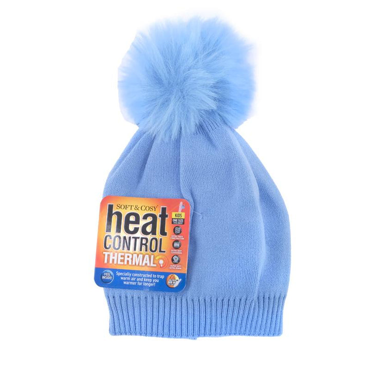 Kids Heat Control Beanie Soft Feel Thermal Lined Pom Pom - Everything Party