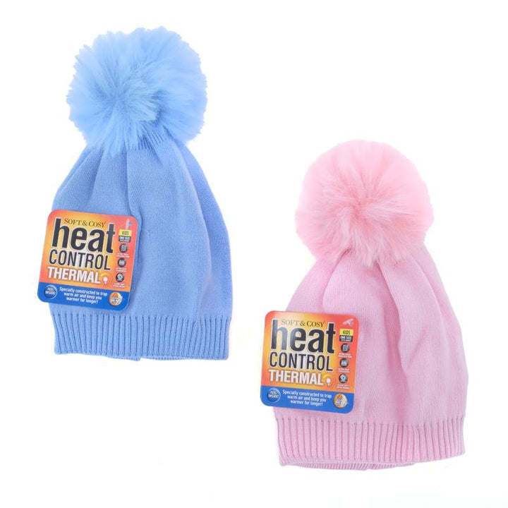 Kids Heat Control Beanie Soft Feel Thermal Lined Pom Pom - Everything Party