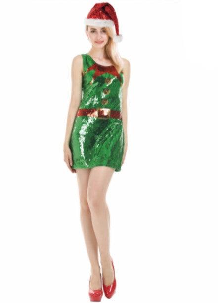 Lady Christmas Elf Sequin Dress - Everything Party