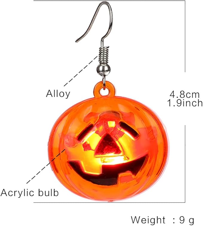 LED Pumpkin Light - Up Earrings – Halloween Accessory - Everything Party