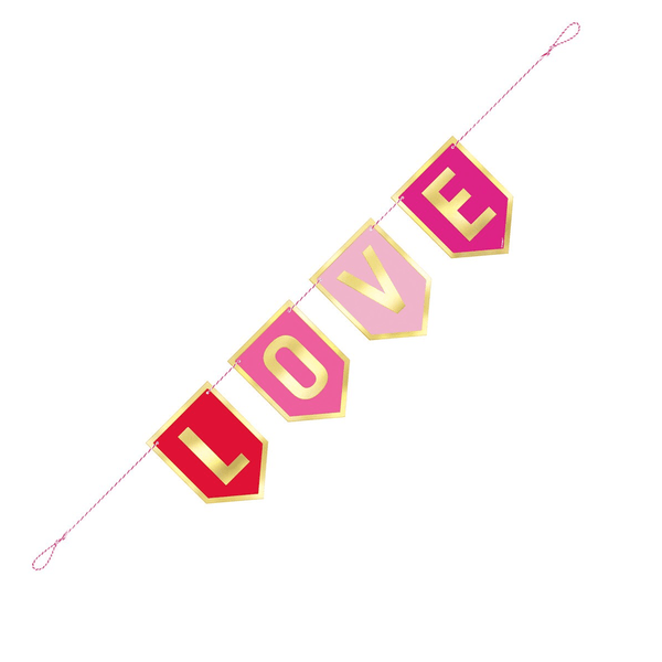 “LOVE” Valentine’s Day Foil Stamped Pennant Banner 91cm - Everything Party