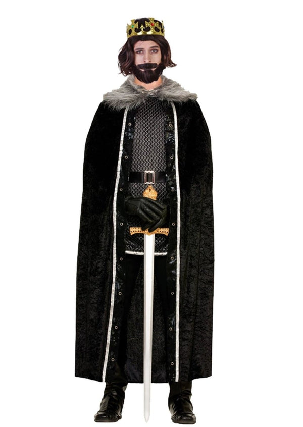 Medieval King & Knight Black Faux Fur Cape - Everything Party