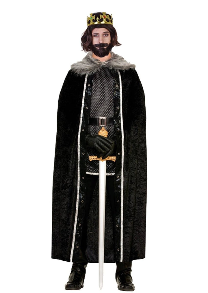 Medieval King & Knight Black Faux Fur Cape - Everything Party