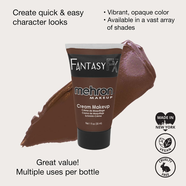 Mehron Fantasy FX Cream Makeup – Werewolf Dark Brown (30ml) - Everything Party