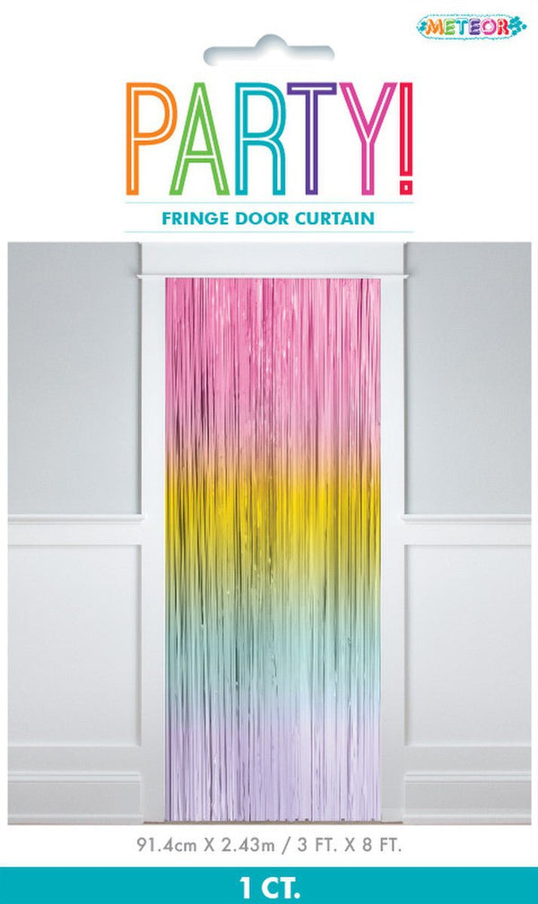 Metallic Fringe Door Shimmer Curtain - Pastel Rainbow - Everything Party