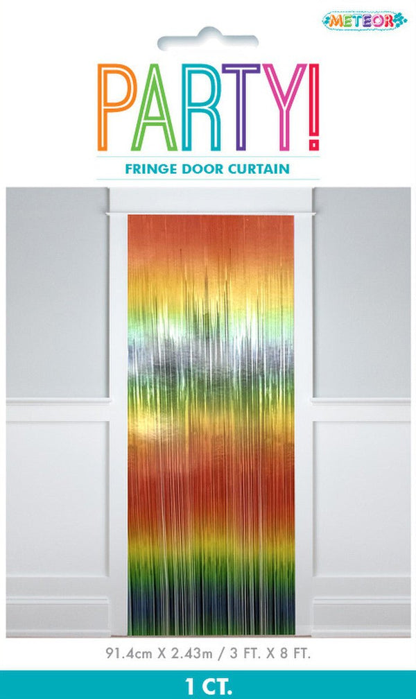 Metallic Fringe Door Shimmer Curtain - Vibrant Rainbow - Everything Party