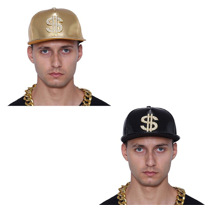 Metallic Gold Hip Hop Rapper Cap with Dollar Sign - Everything Party