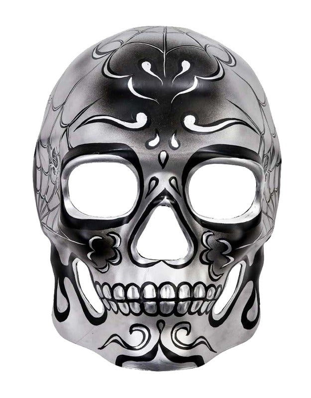 Metallic Silver Day of the Dead Face Mask - Everything Party