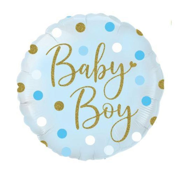 Oaktree Sparkling Baby Boy Dots Foil Balloon 45cm - Everything Party