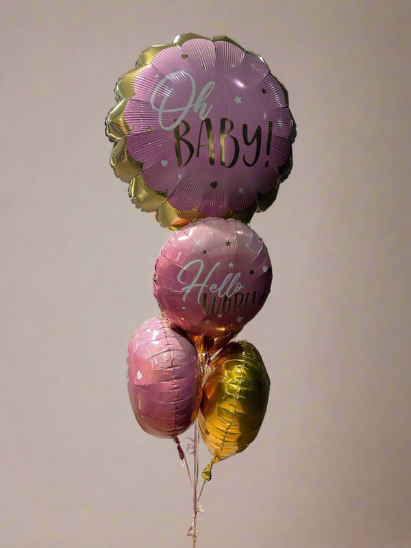 Oh Baby Pink Baby Shower Foil Balloon Bouquet - Everything Party