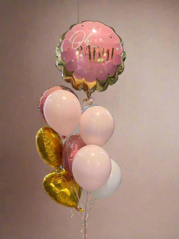 Oh Baby Pink Baby Shower Helium Balloon Bouquet - Everything Party