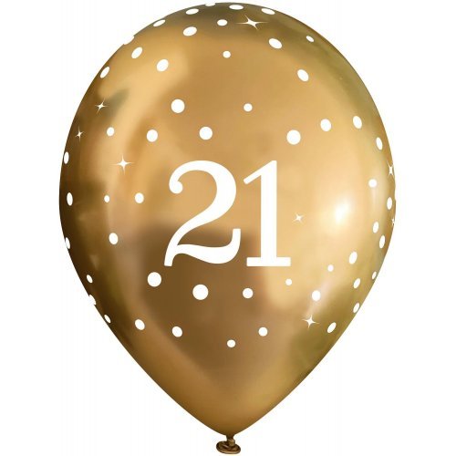 Okatree 6pk 28cm Chrome Gold SparkFizz Latex Balloon - 21st - Everything Party