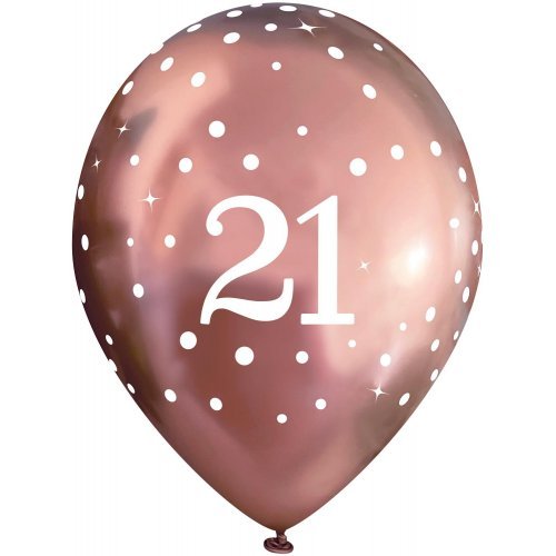 Okatree 6pk 28cm Chrome Rose Gold SparkFizz Latex Balloon - 21st - Everything Party