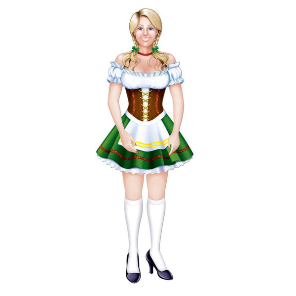 Oktoberfest Beer Fraulein Jointed Cutout – Bavarian Dirndl Party Decoration (97cm) - Everything Party