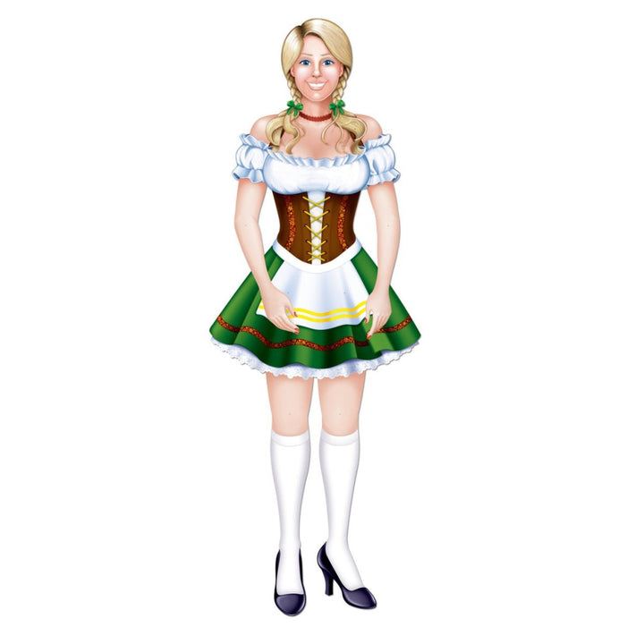 Oktoberfest Beer Fraulein Jointed Cutout – Bavarian Dirndl Party Decoration (97cm) - Everything Party