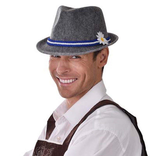 Oktoberfest German Beer Man Hat with Daisy - Grey - Everything Party