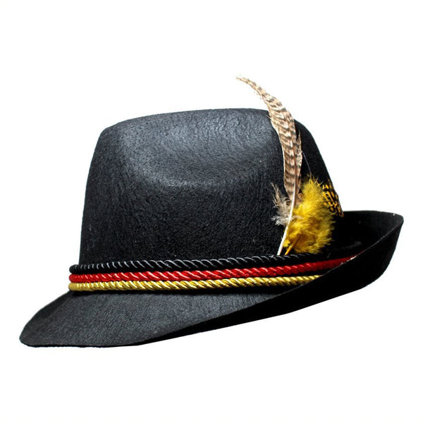 Oktoberfest German Beer Man Hat with Feather - Black - Everything Party