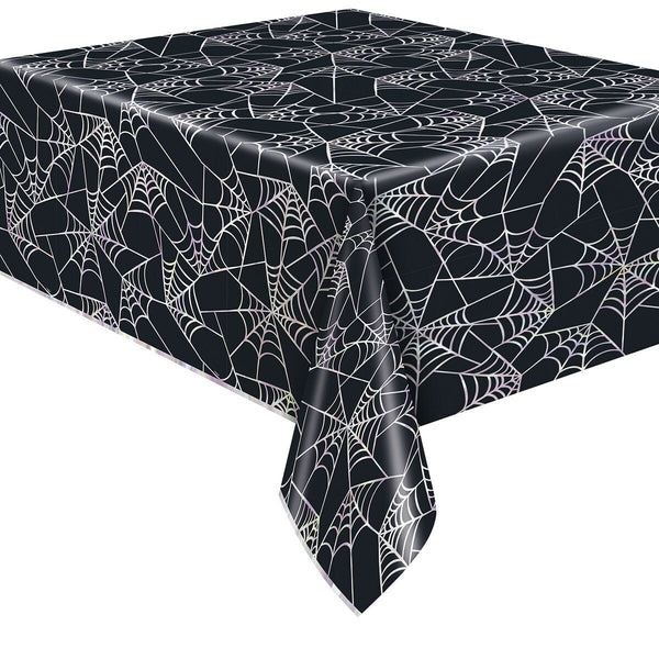 Pastel Hauntings Spiderweb Foil Tablecover – 137cm x 213cm (54" x 84") - Everything Party