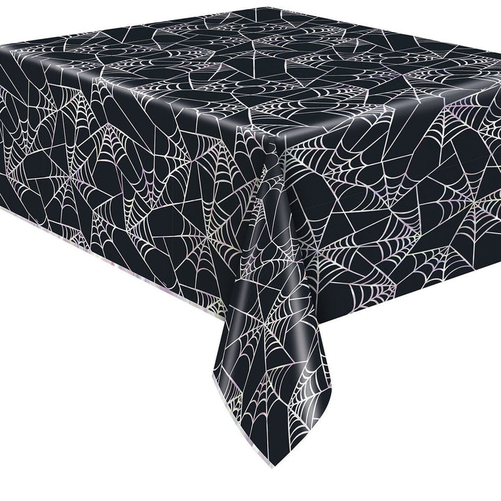 Pastel Hauntings Spiderweb Foil Tablecover – 137cm x 213cm (54" x 84") - Everything Party