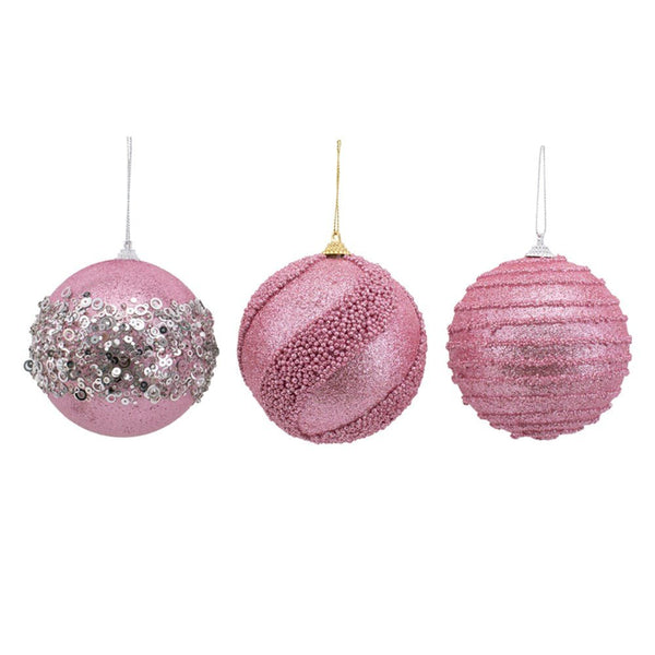 Pink Christmas Baubles – 10cm Decorative Christmas Tree Ornaments - Everything Party