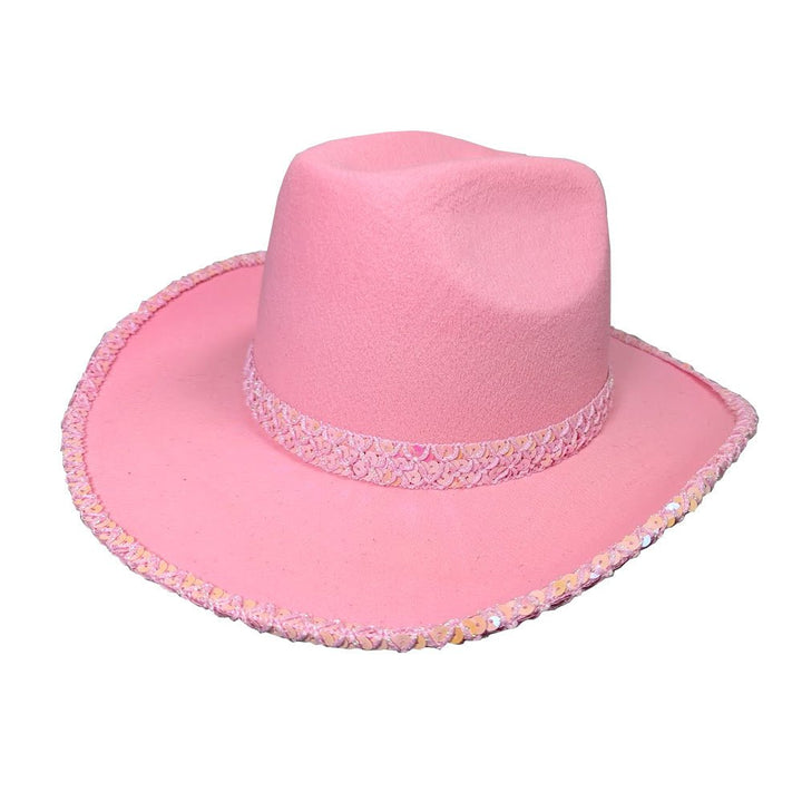 Pink Festival Cowboy Hat with Sequin Trim - Everything Party