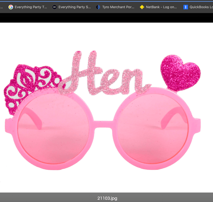 Pink Glitter “Hen” Party Glasses – Fun Novelty Sunglasses - Everything Party