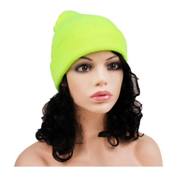 Plain Colour Beanie - Fluro Yellow - Everything Party