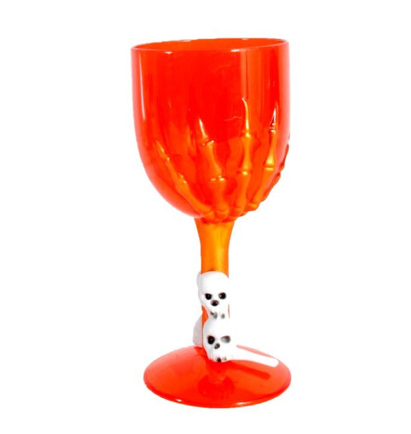 Plastic Orange Skeleton Wine Glass - Everything Party