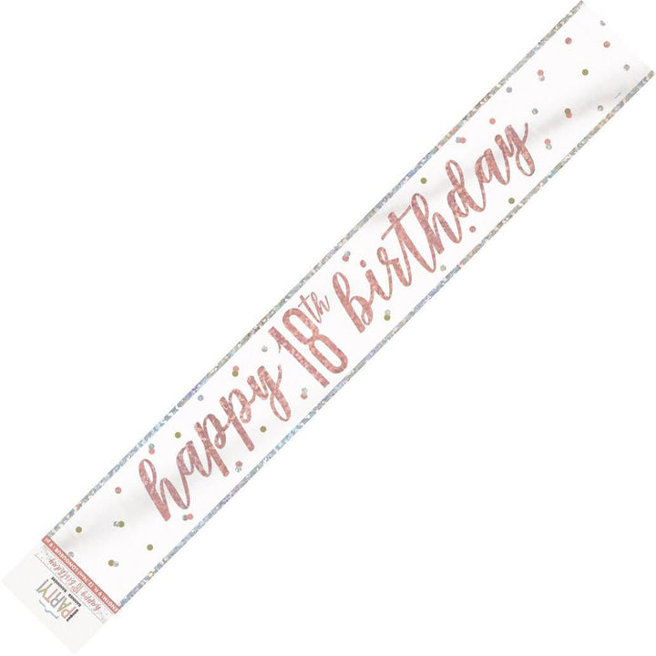 Prismatic Rose Gold Happy 18th Birthday Foil Banner - Everything Party