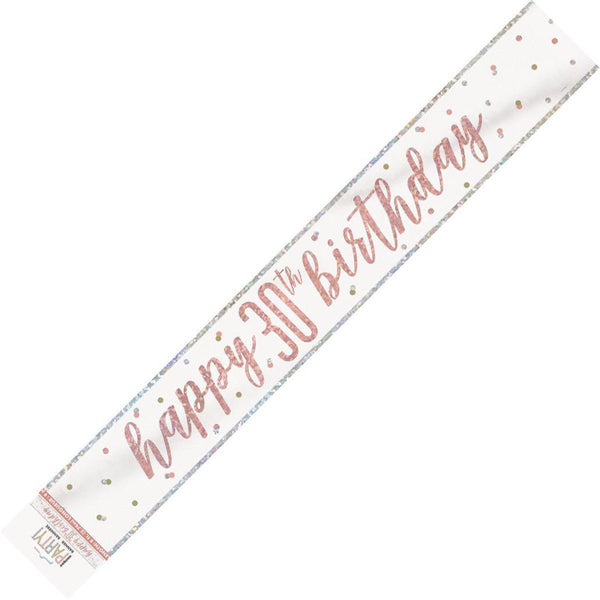 Prismatic Rose Gold Happy 30th Birthday Foil Banner - Everything Party