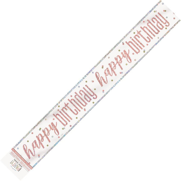 Prismatic Rose Gold Happy Birthday Foil Banner - Everything Party