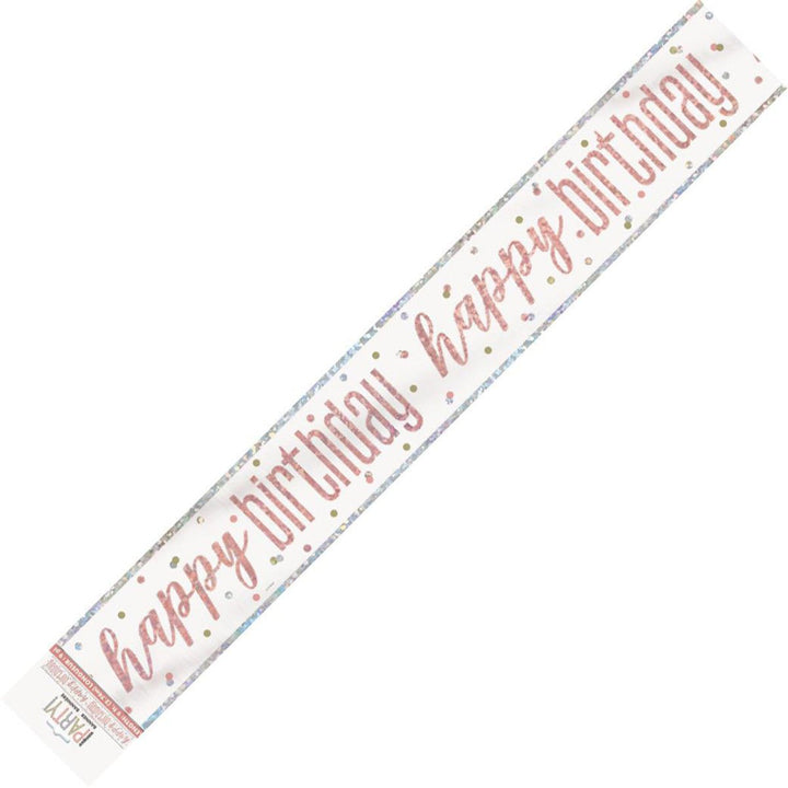 Prismatic Rose Gold Happy Birthday Foil Banner - Everything Party