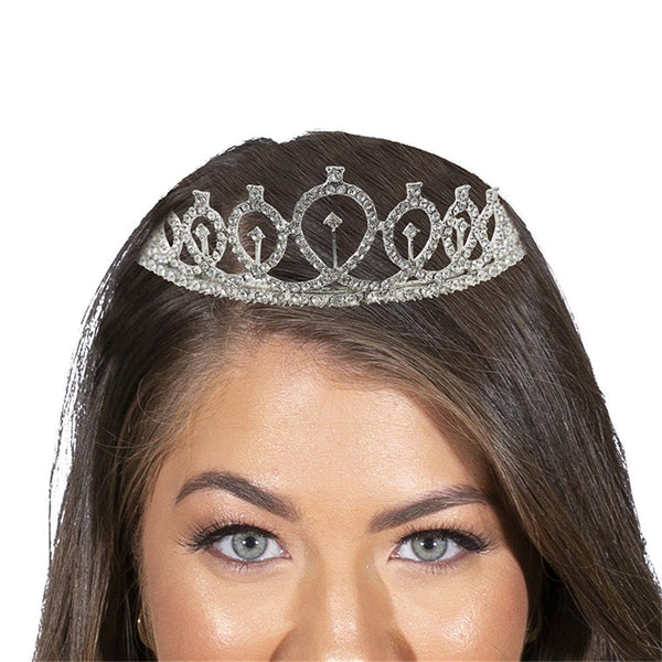 Queen's Metal Tiara with Diamante - Silver - Everything Party