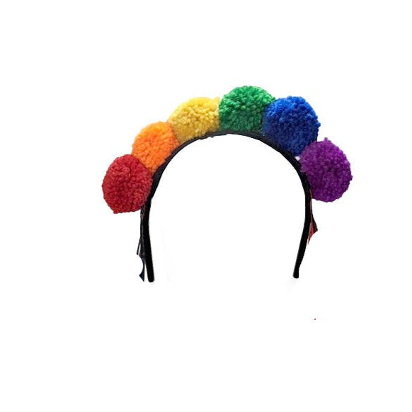 Rainbow Pom - Pom Headband with Ribbons - Everything Party