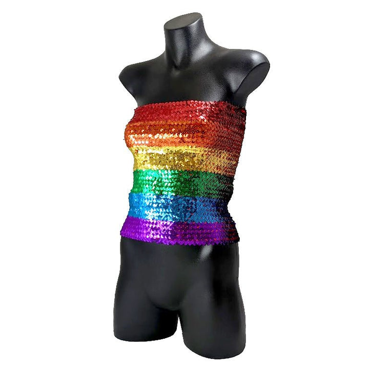 Rainbow Sequin Bandeau Crop Top - Everything Party