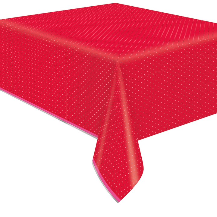 Red Foil Heart Print Valentine Tablecloth - Everything Party