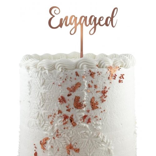 Rose Gold Acrylic Mirror Cake Topper - Engaged - Everything Party