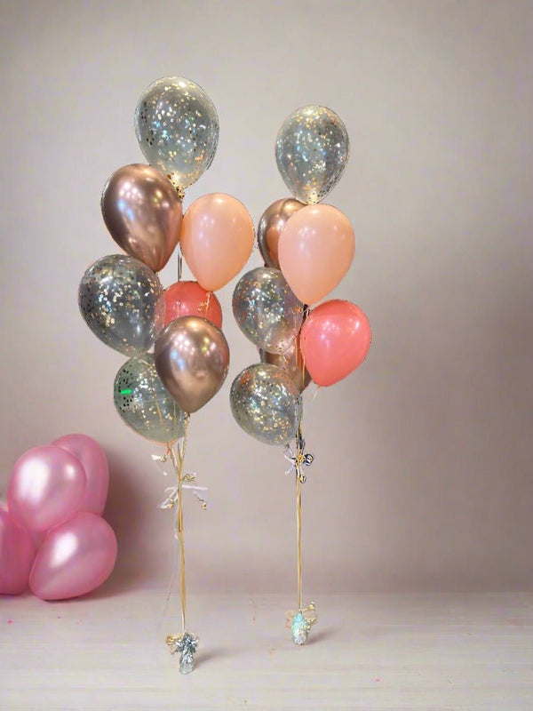 Rose Gold Confetti & Pink Latex Helium Balloon Bouquet set - Everything Party