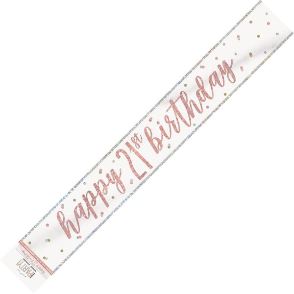 Rose Gold Happy 21st Birthday Banner - Everything Party