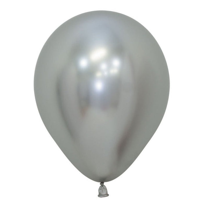 Sempertex Metallic Reflex Silver Chrome Silver Latex Balloon 30cm - Everything Party