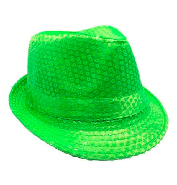 Sequin Fedora Hat - Neon Green - Everything Party