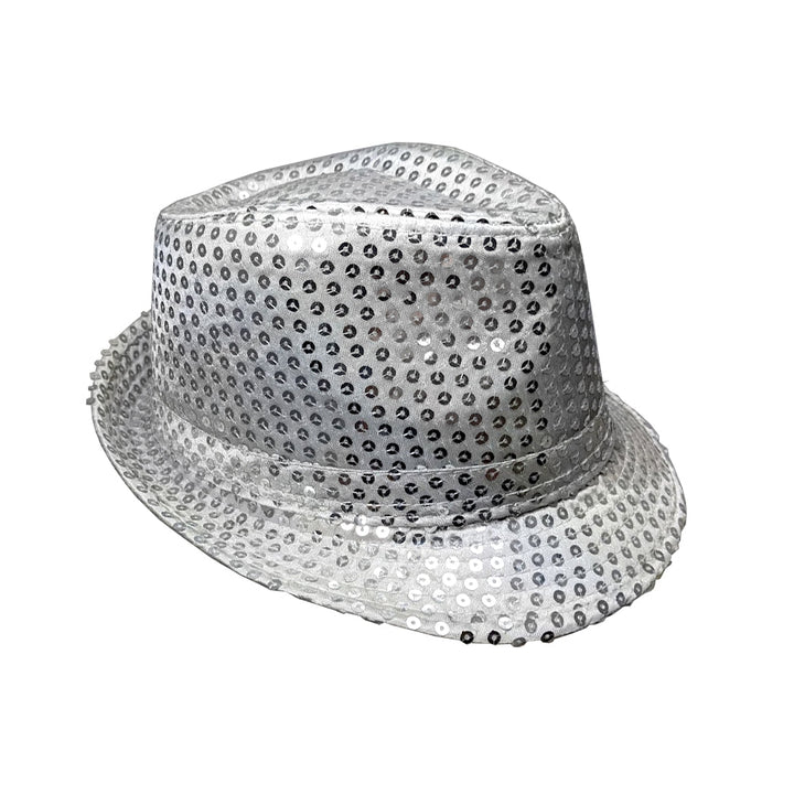 Sequin Fedora Hat - Silver - Everything Party