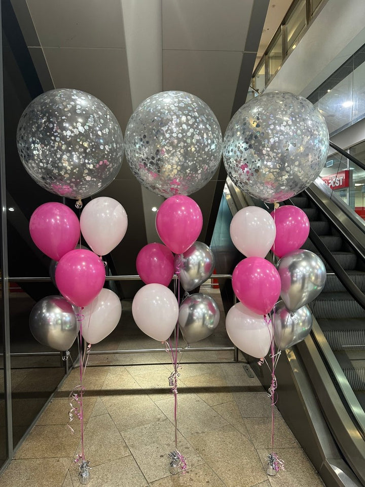 Silver Jumbo Confetti Latex Helium Balloon set - Everything Party