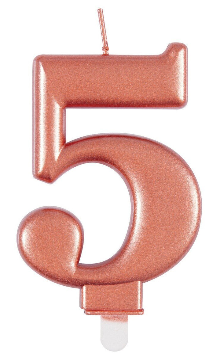 Single Number Birthday Candle - Metallic Rose Gold - Everything Party