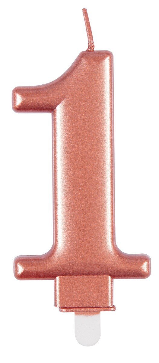 Single Number Birthday Candle - Metallic Rose Gold - Everything Party