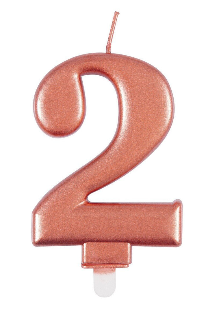 Single Number Birthday Candle - Metallic Rose Gold - Everything Party