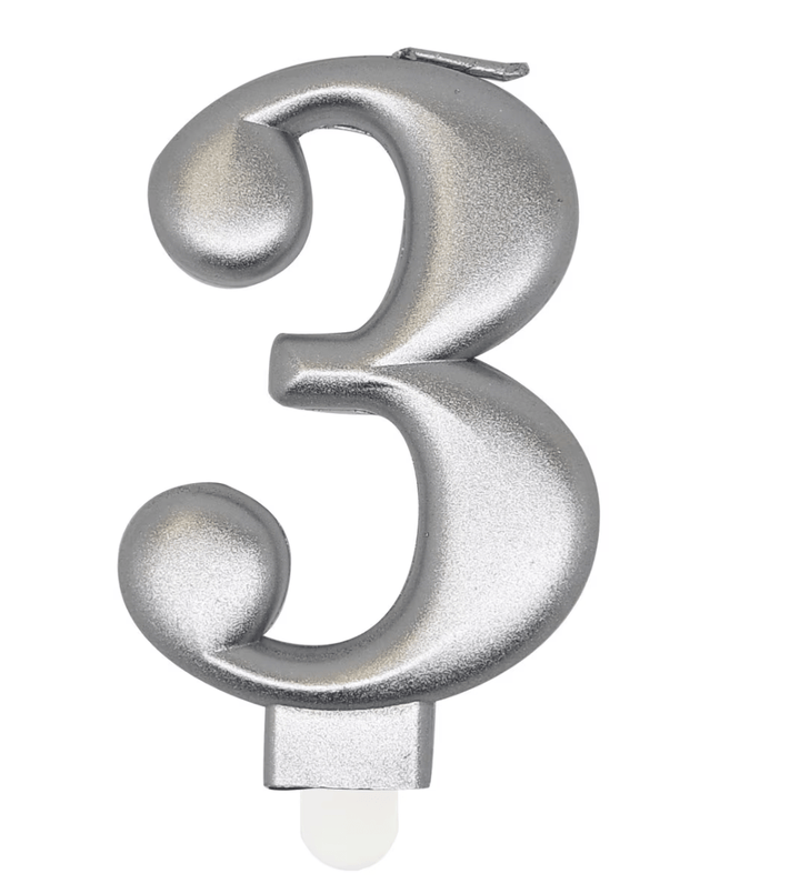 Single Number Birthday Candle - Metallic Silver - Everything Party